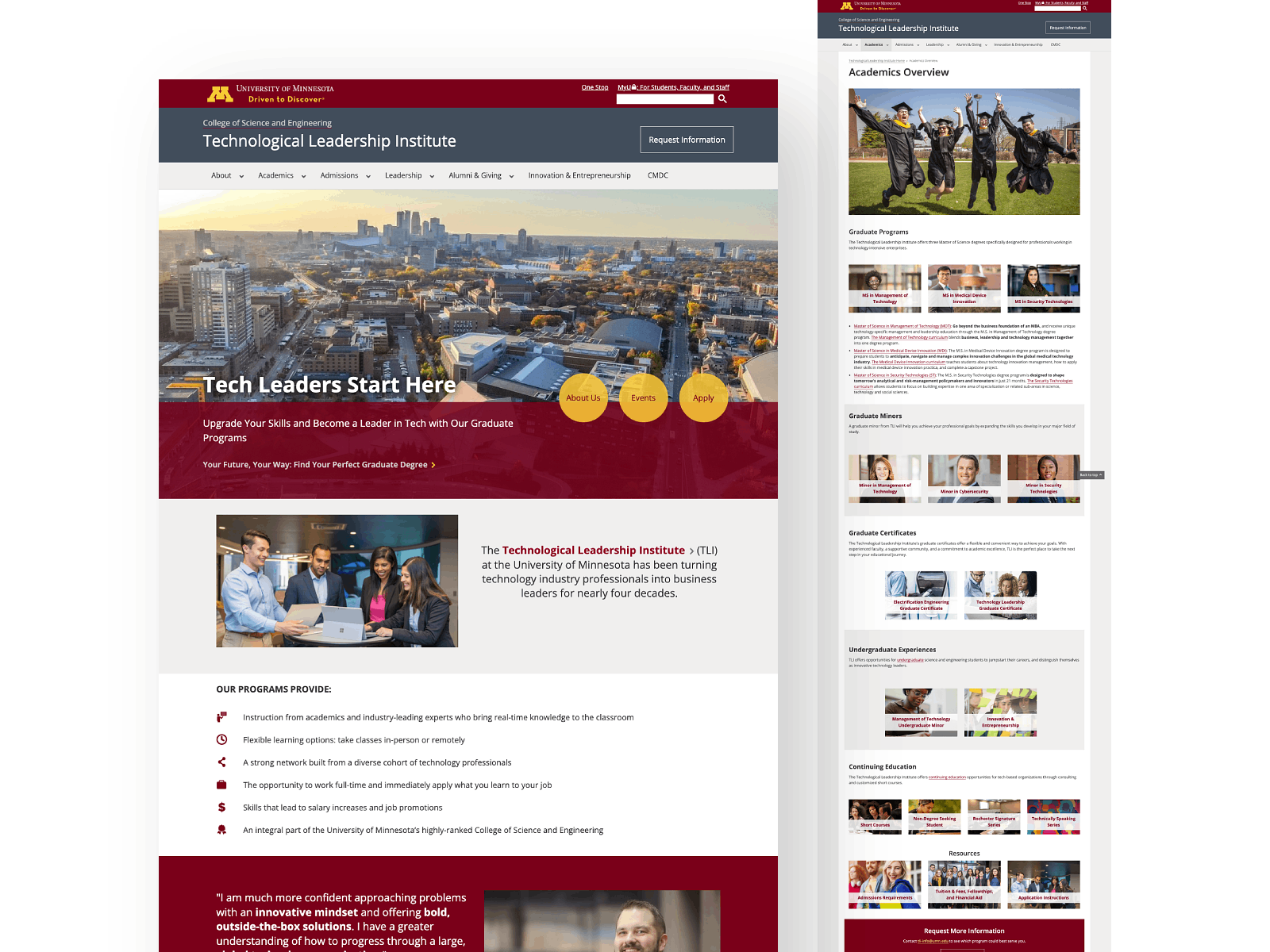Website Redesign for UMN Technological Leadership Institute