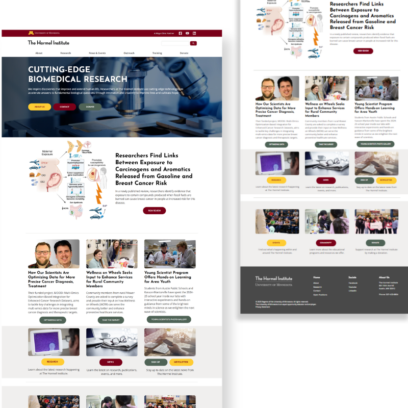 Website Design and Development for University of Minnesota Hormel Institute