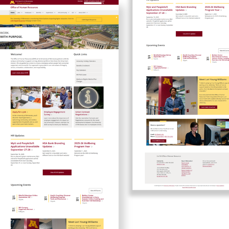 University of Minnesota OHR homepage organic traffic case study