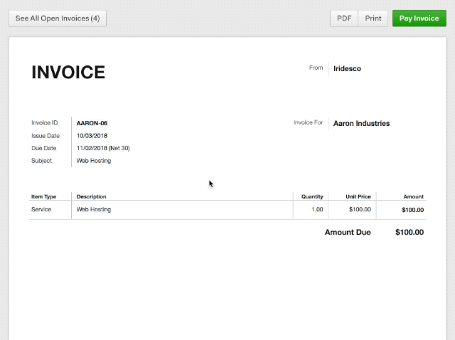 Payment invoice. Шаблон инвойса.