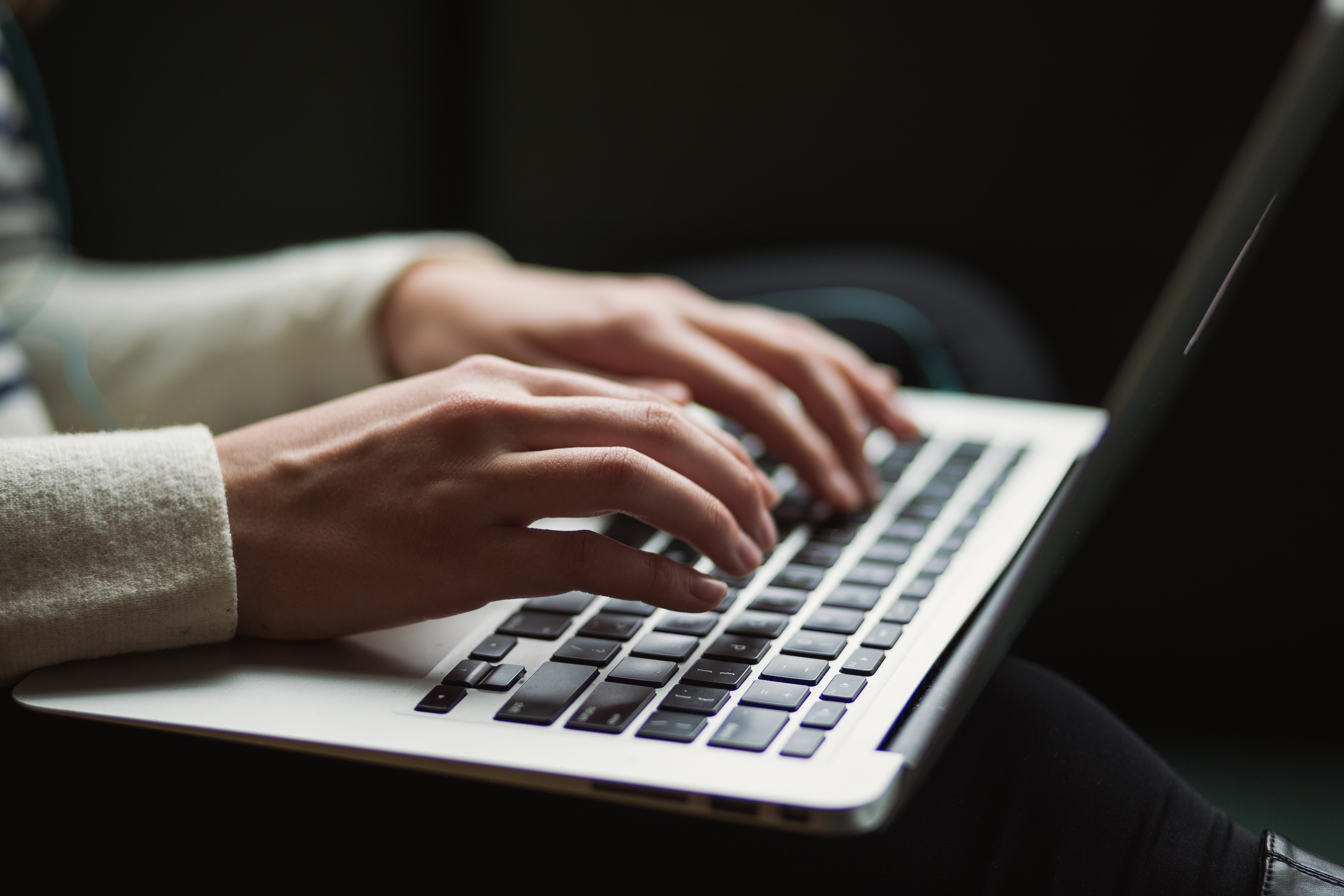Typing on laptop's keyboard