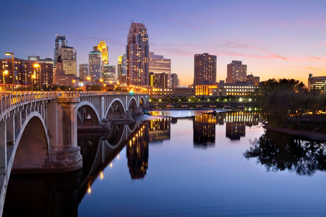 Minneapolis skyline in the evening