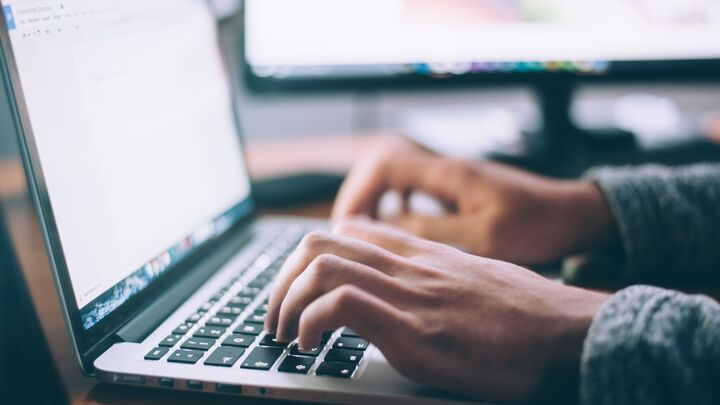 typing on a computer