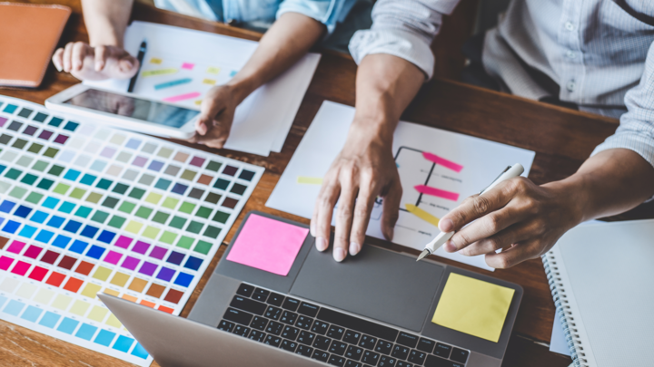 Brand strategy framework planning session with design team