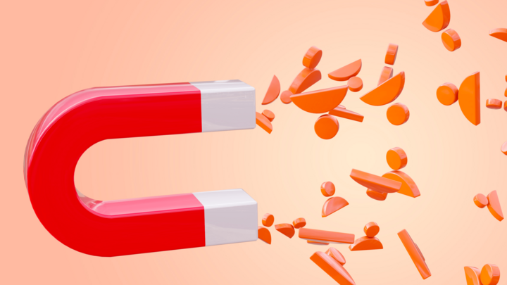 Graphic showing a magnet attracting leads