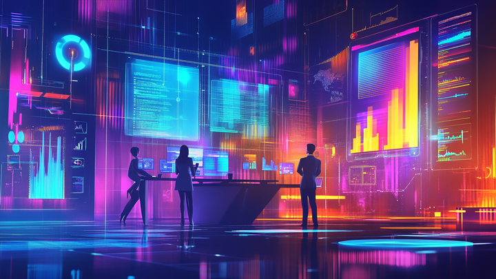 Marketing team analyzing data using AI
