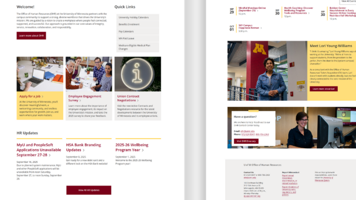 Homepage redesign for UMN OHR