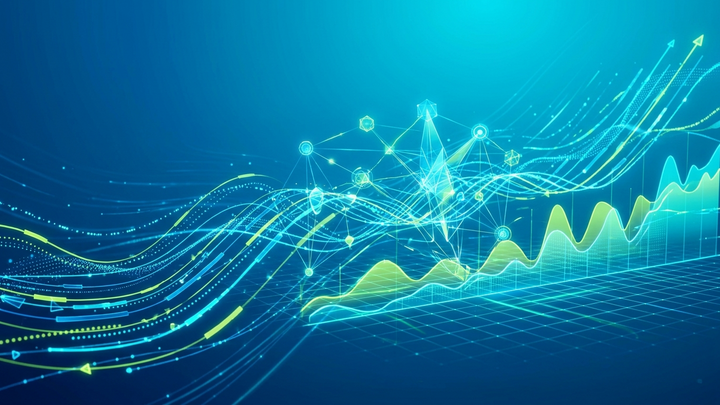 Abstract ecommerce performance analysis visualization showing data trends and revenue metrics