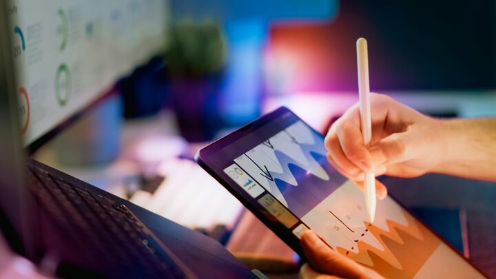 Analytics data on tablet — productized SEO audit origin story by O8