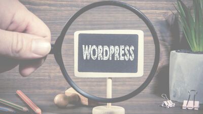 Wordpress written on a whiteboard viewed through a magnifying glass