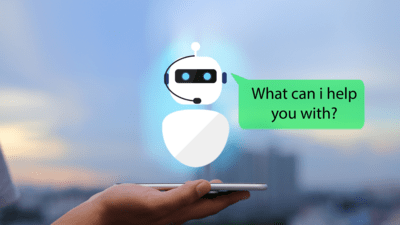 A chatbot asking a question.