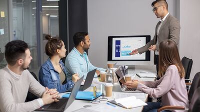 Outsourced marketing department meeting