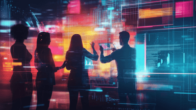 Digital illustration showing a team of developers executing a Drupal website migration
