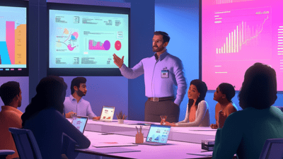 Illustration showing a Fractional CMO in a team meeting