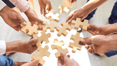 Jigsaw puzzle with blocks.