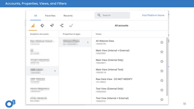 Accounts, properties, views, and filters slide