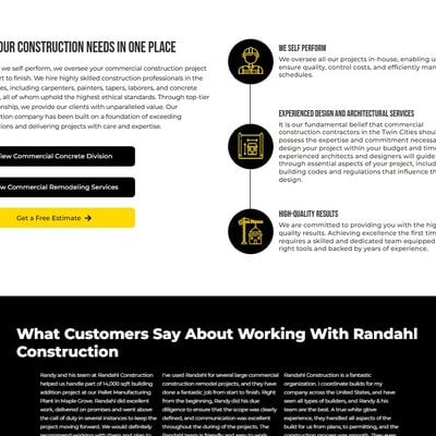 Screenshot of Randahl Construction's Homepage