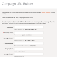 Image of Google's Campaign URL Builder form with the informational fields required to be filled in to create the URL.