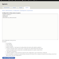 Screenshot showing the Config Ignore settings page