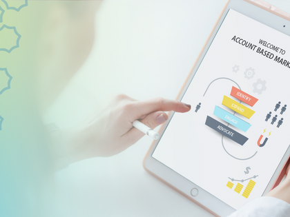 Hand pointing to a tablet that has an ABM chart on it