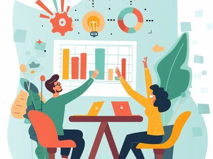 Marketing team working together successfully