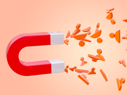 Graphic showing a magnet attracting leads