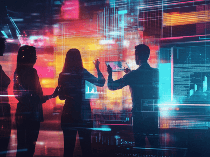 Digital illustration showing a team of developers executing a Drupal website migration