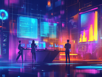 Marketing team analyzing data using AI