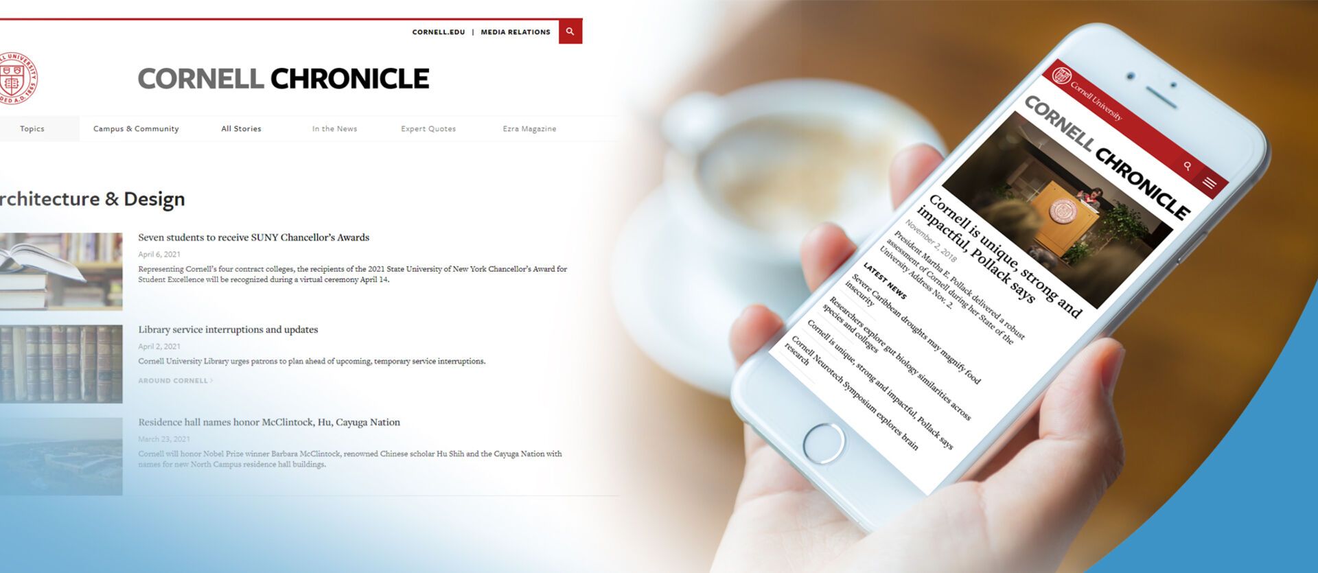Phone app displaying Cornell 