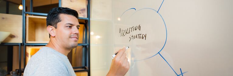 marketing strategy on whiteboard