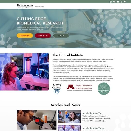 UMN Hormel Institute Drupal website redesign