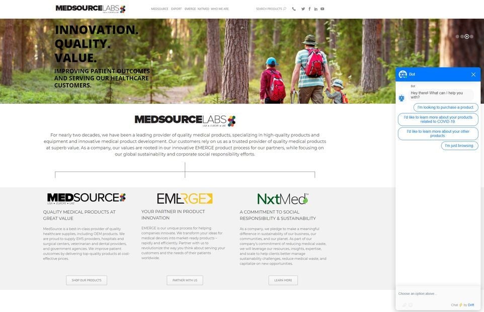 Homepage with Chatbot