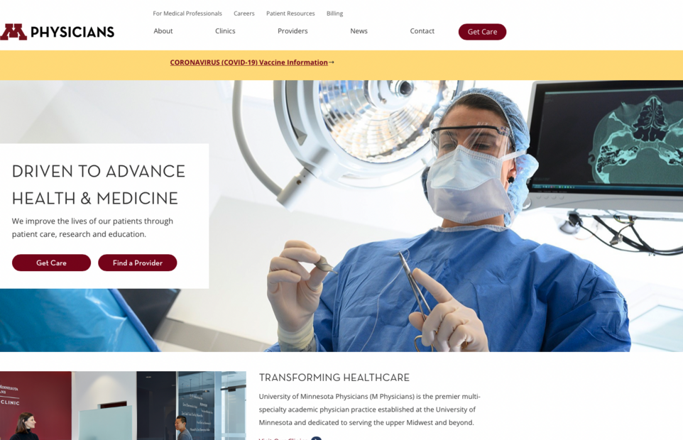 MPhysicians Homepage - Screenshot