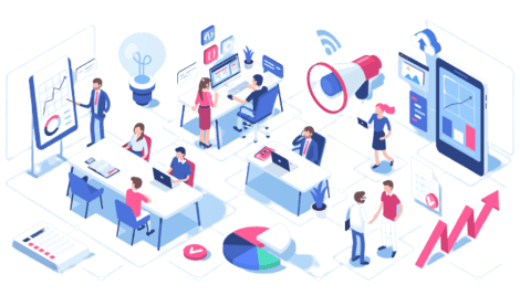 An office with many moving parts 