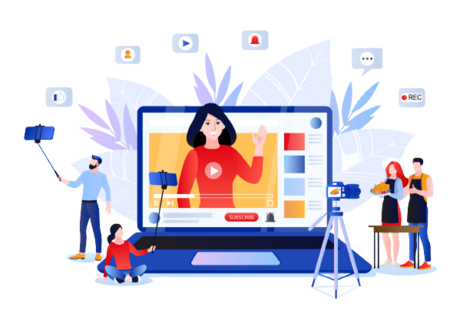 Video marketing services cartoon image