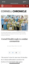 Cornell Chronicle website on mobile