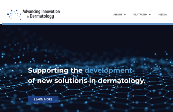 Advancing Innovation in Dermatology website homepage