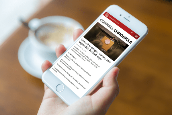 Cornell Chronicle website on mobile
