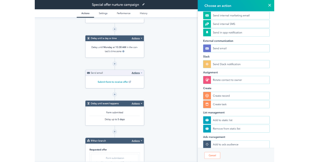 HubSpot Marketing Hub screenshot