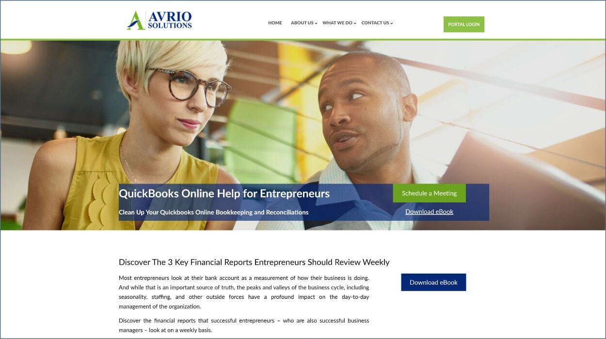 Avrio Solutions Website Screenshot
