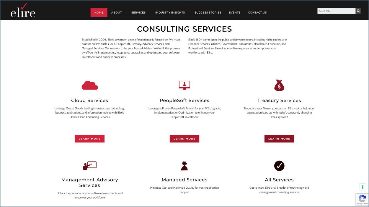 Elire Consulting Services Web Screenshot
