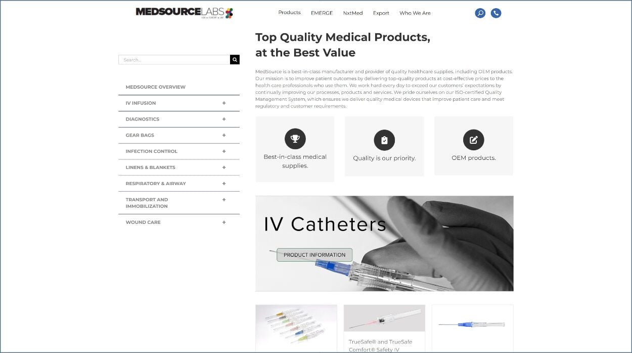 MedSource Labs Website Screenshot
