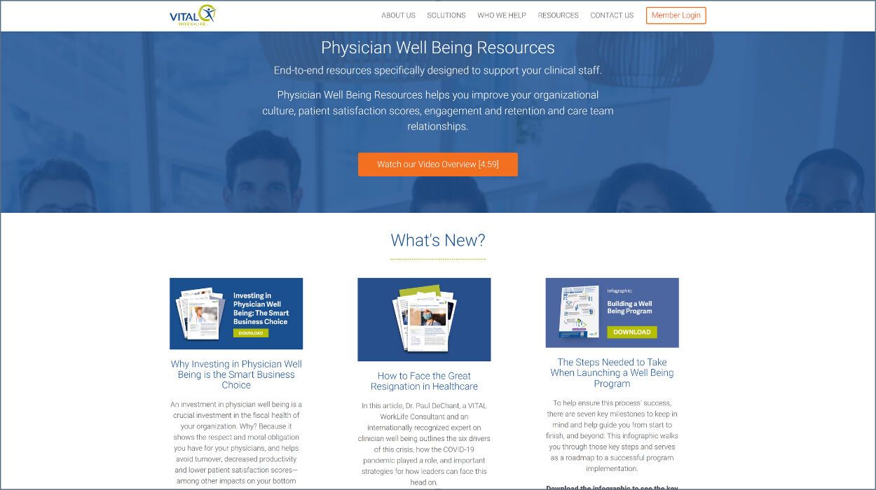 VITAL WorkLife Website Screenshot