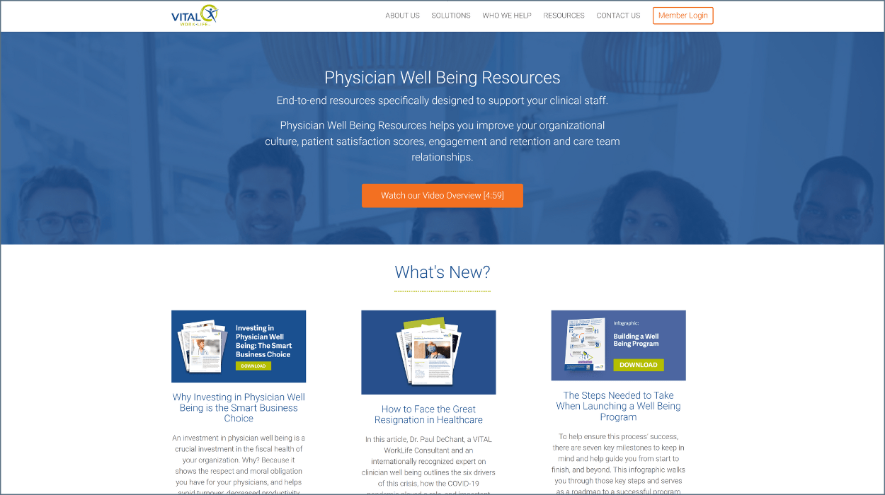 VITAL WorkLife Website Screenshot