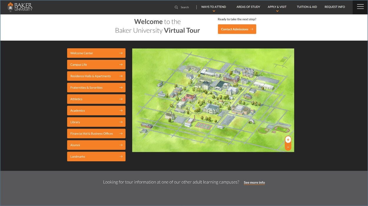 Baker University Website Screenshot