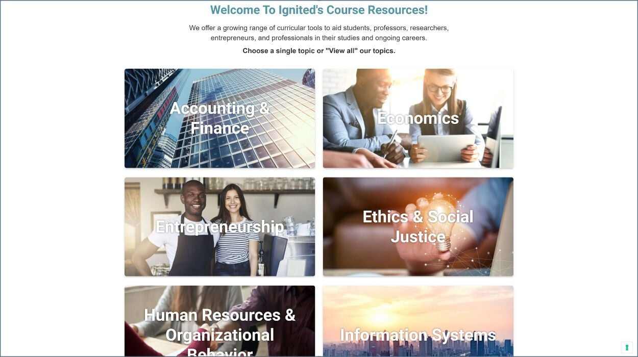 Ignited Course Resources Page After