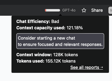 Team-GPT context window reporting