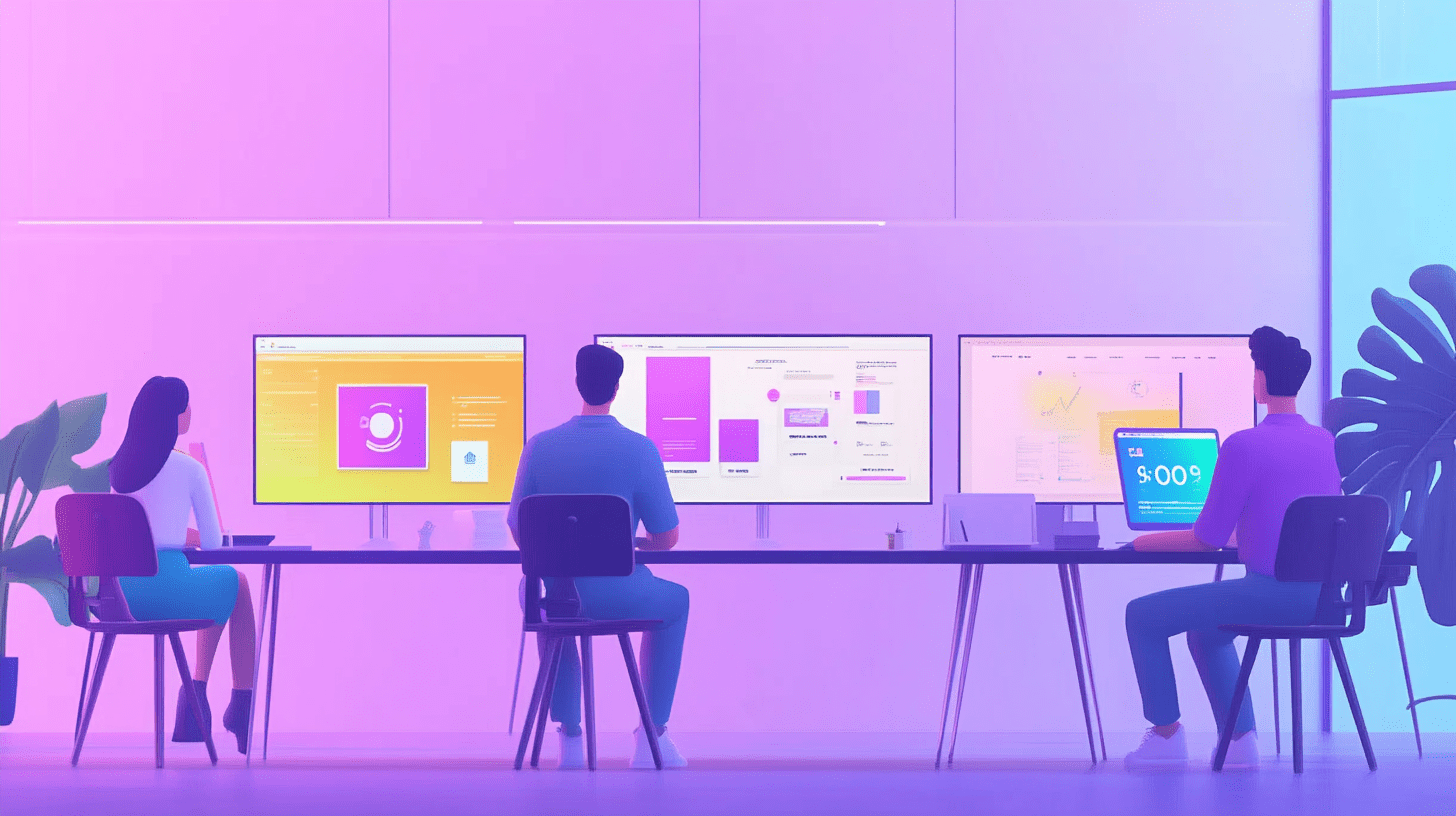 Marketing team using AI tools for content creation
