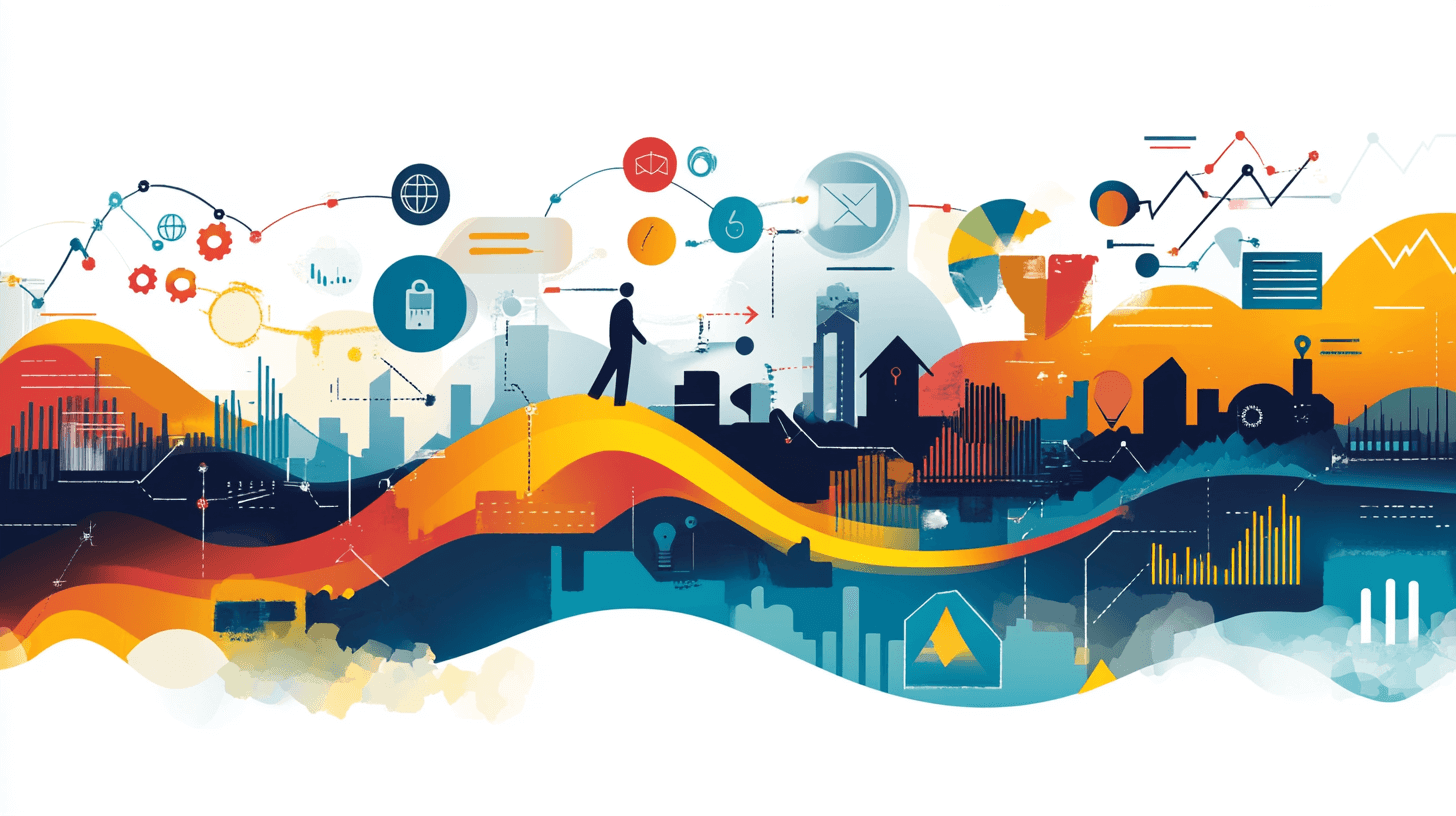 Digital artwork of a marketing success path