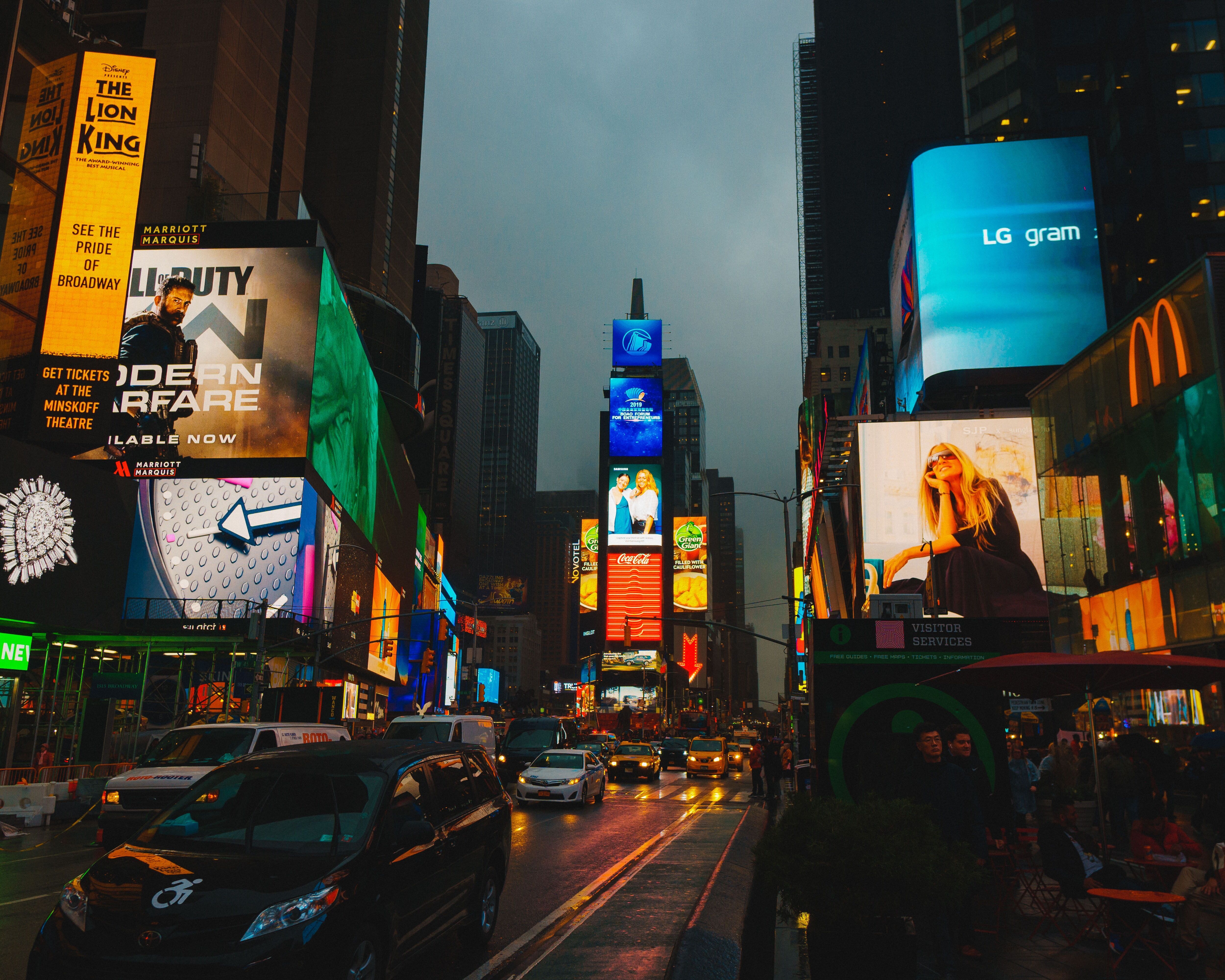 Colorful billboards and advertisements.